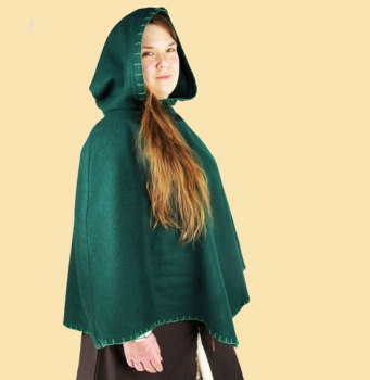 Preview: Wikinger-Gugel "Egill" mit Stickerei  -  Grün